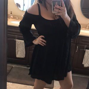 Black Boho Cold shoulder dress